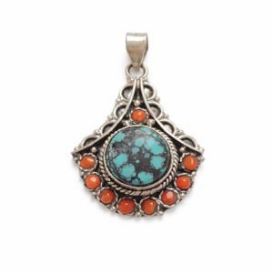 Pingente Nepal Turquesa e Coral