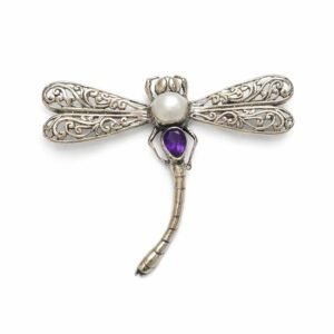 Pingente e Broche Libélula com Ametista