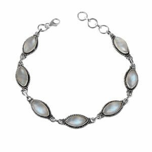 Pulseira Navete Pedra da Lua