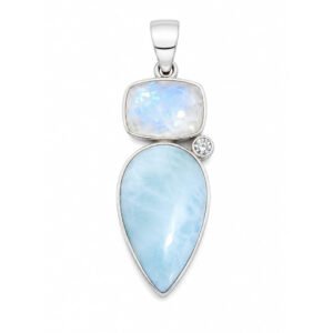 Pingente Larimar e Pedra da Lua